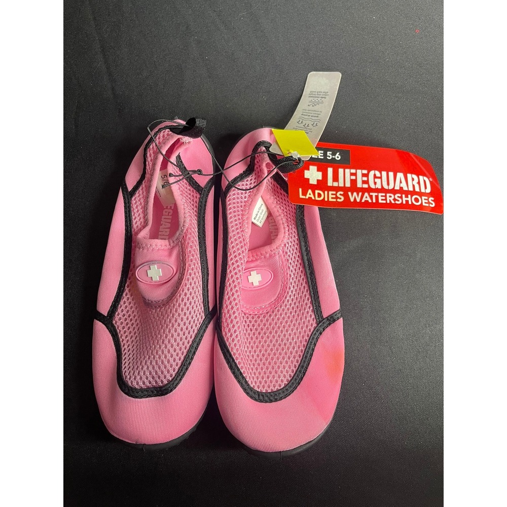 Lifeguard Womens Pink Mesh Water Shoes Slip On Aqua Socks Size 5-6 NWT